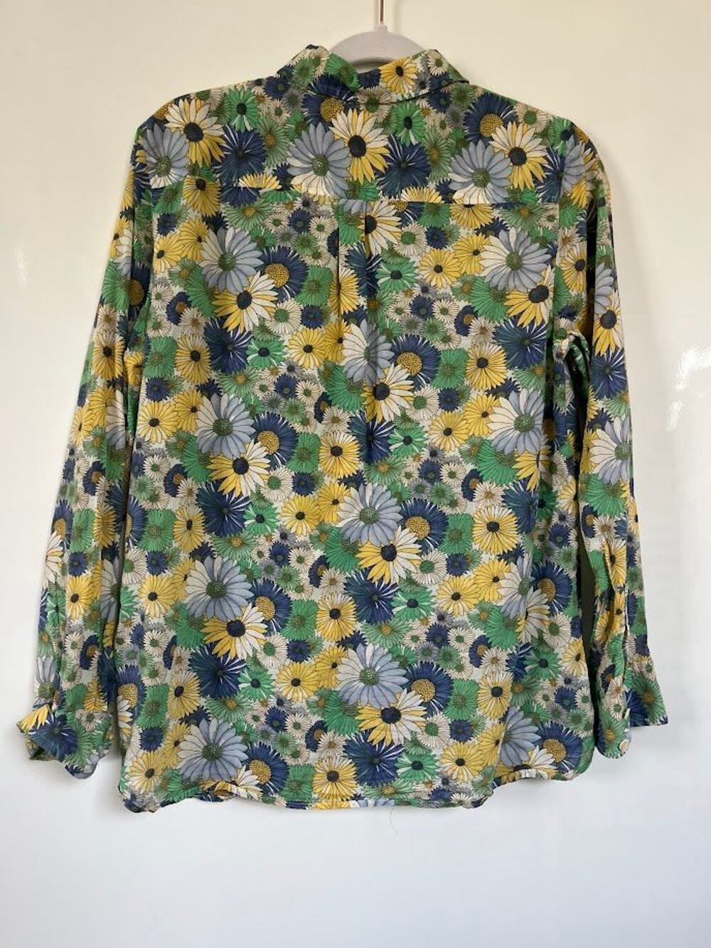 Sunflower Floral Cotton Button Front Shirt Lightweight Size M